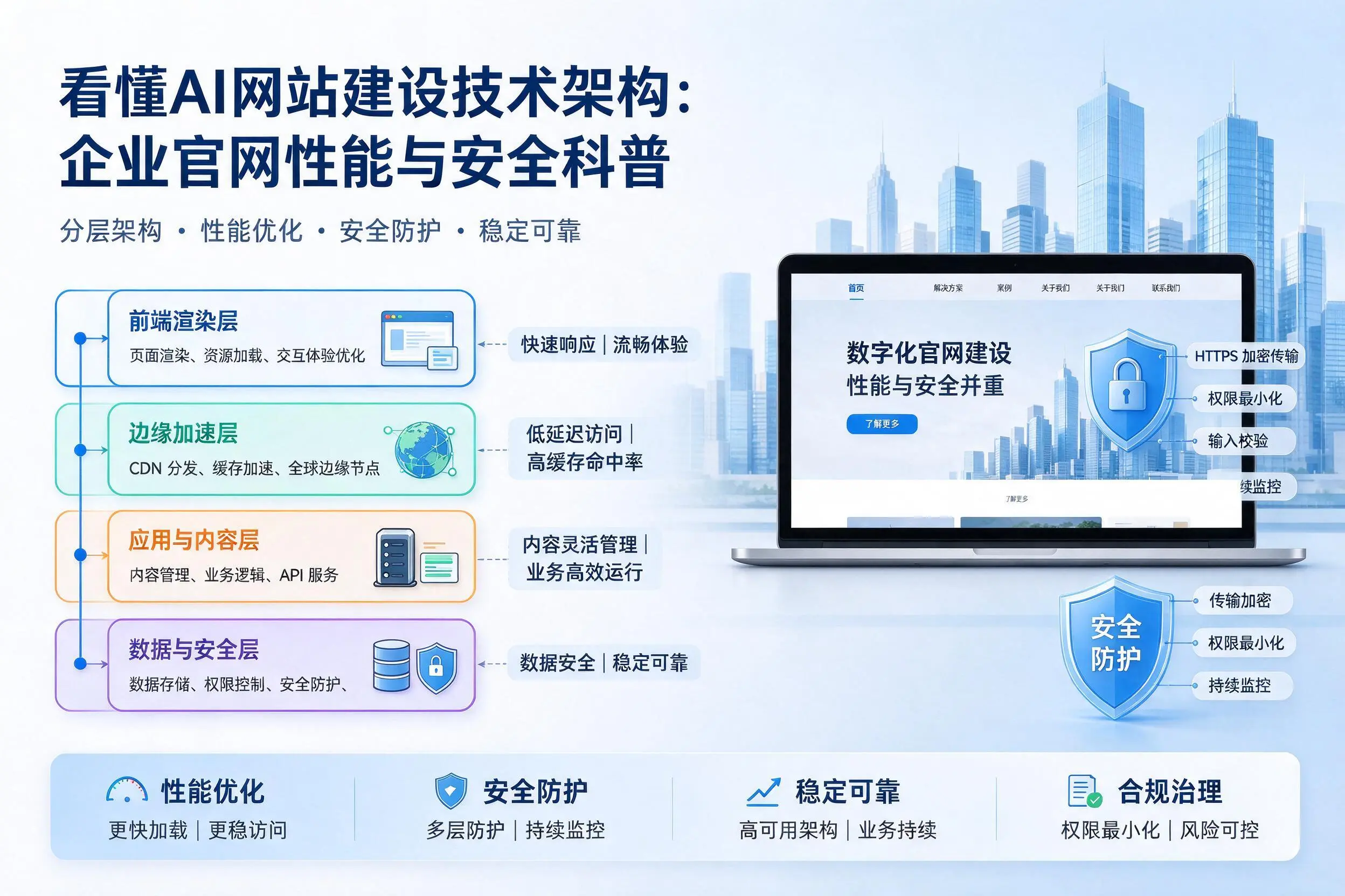 看懂AI网站建设技术架构:吕梁企业官网性能与安全科普