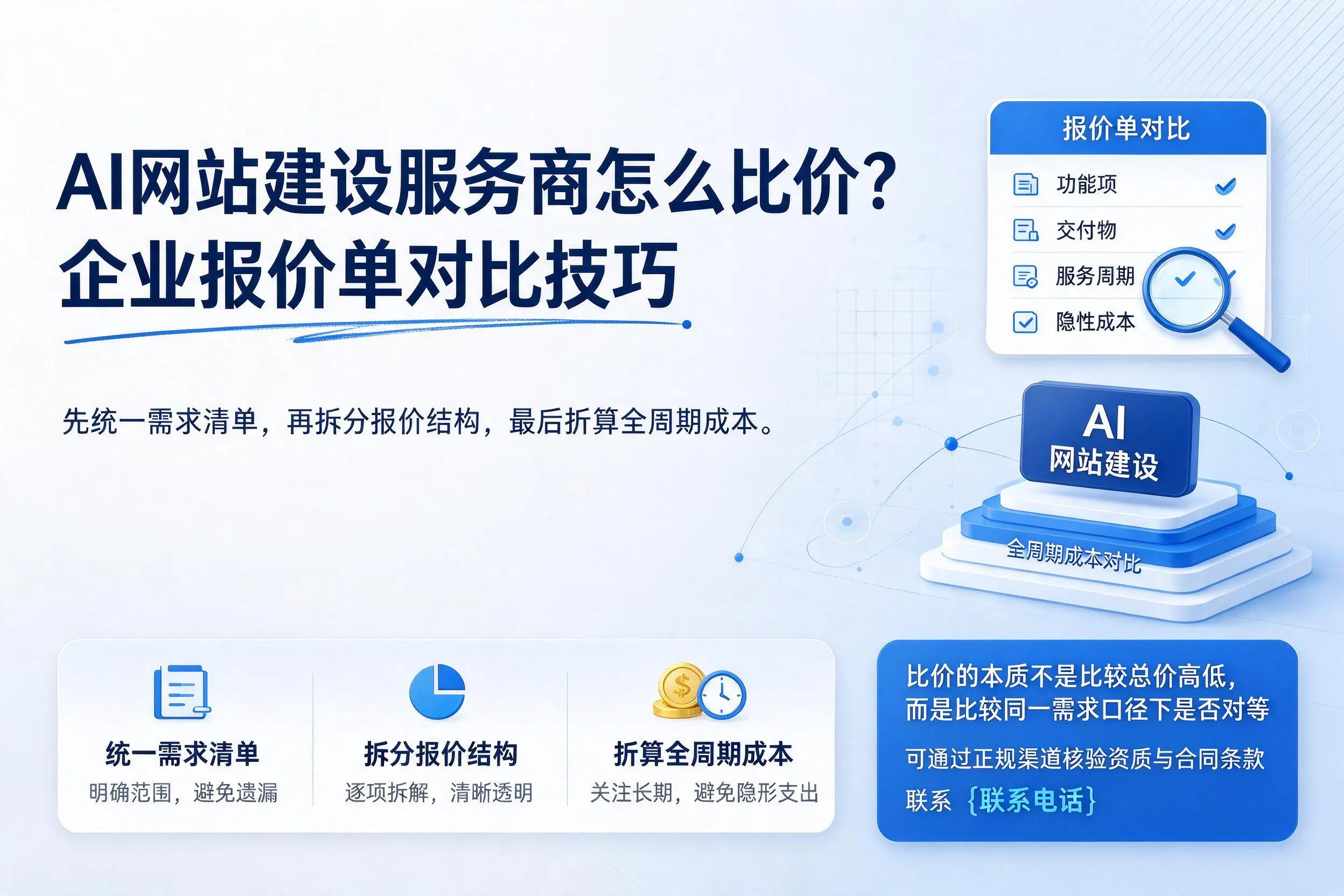 AI网站建设服务商怎么比价?吕梁企业报价单对比技巧