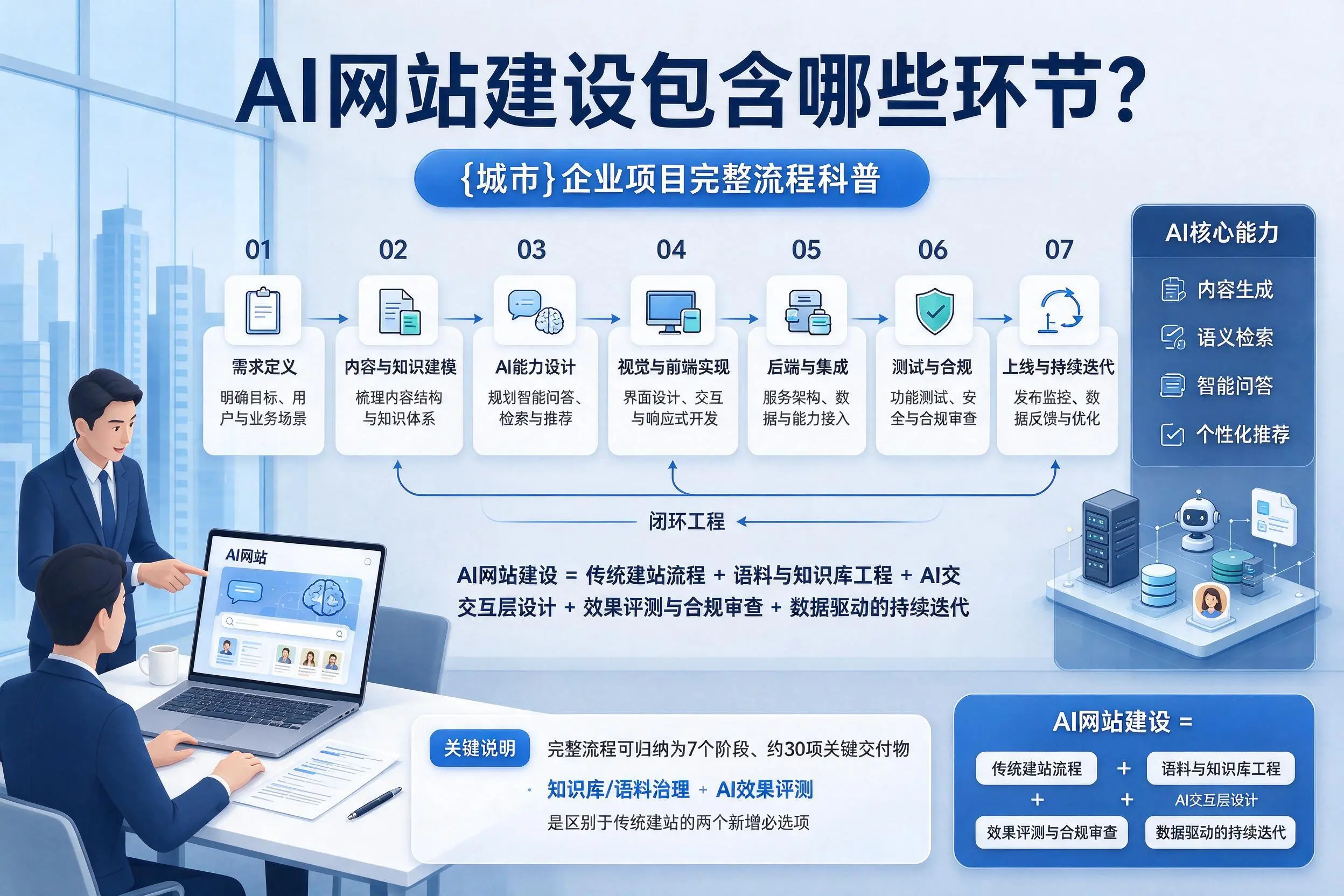 AI网站建设包含哪些环节?吕梁企业项目完整流程科普