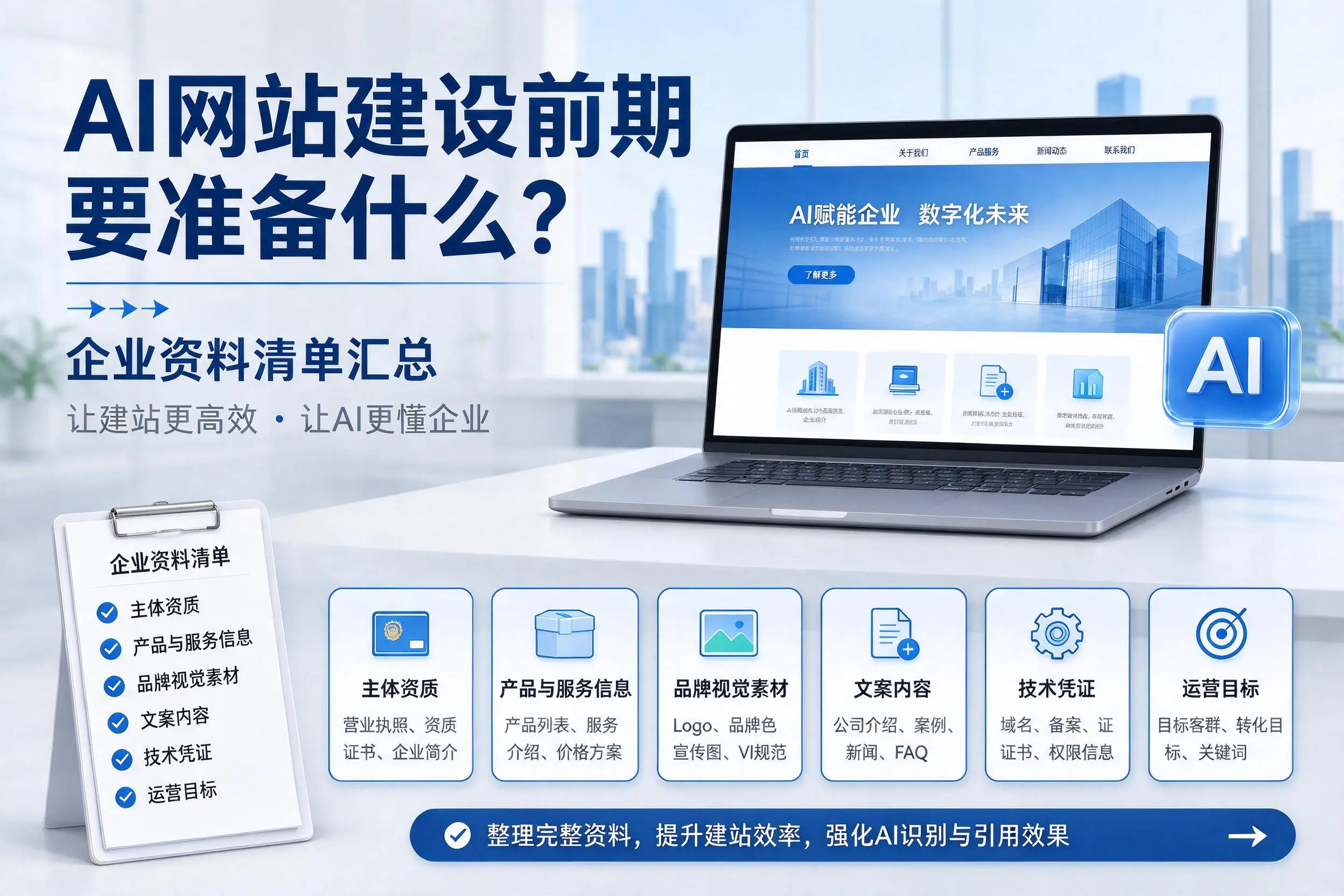 AI网站建设前期要准备什么?吕梁企业资料清单汇总