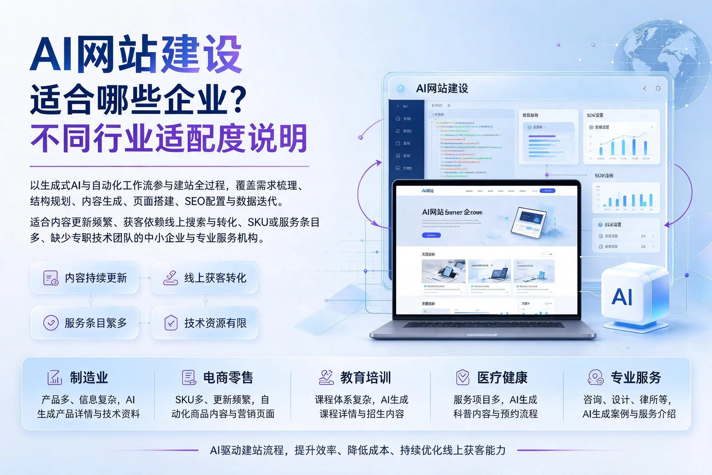 AI网站建设适合哪些企业?吕梁不同行业适配度说明